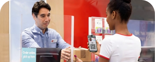 Girl collecting parcel from post office