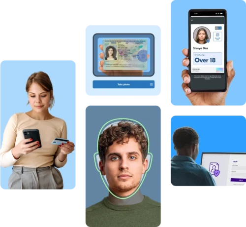a selection of images showing ID age verification, facial age estimation and digital ID as methods for proving your age