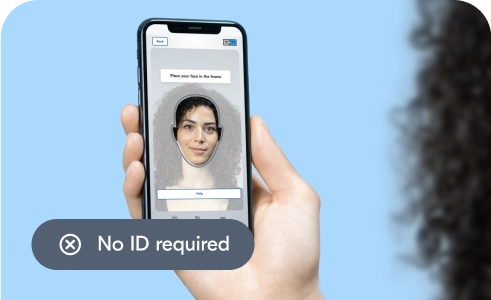 Person taking selfie to prove their age with facial age estimation