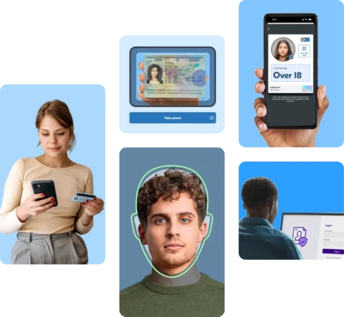 a selection of images showing ID age verification, facial age estimation and digital ID as methods for proving your age