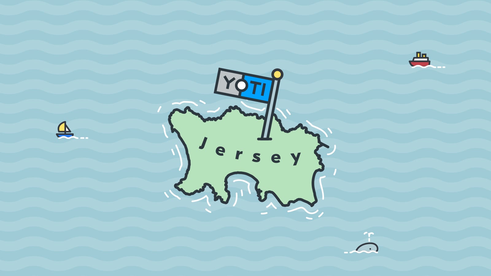 Yoti on a map of Jersey, marking the partnership with the Government of Jersey