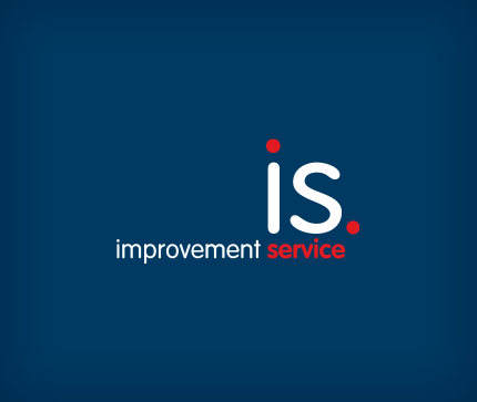 Improvement service logo on blue background