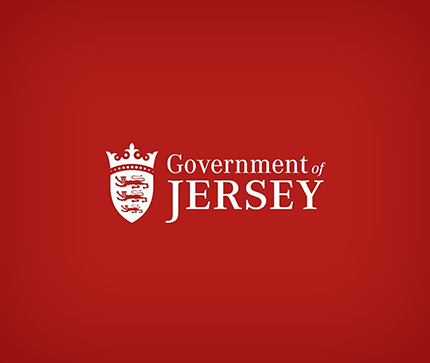 Government of Jersey logo on red background