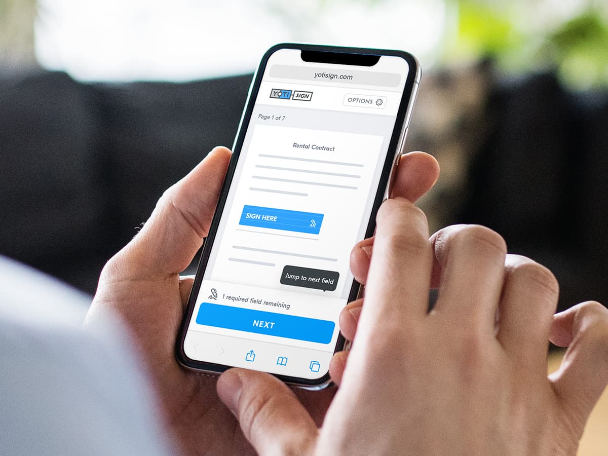 Someone using Yoti eSignatures on a mobile