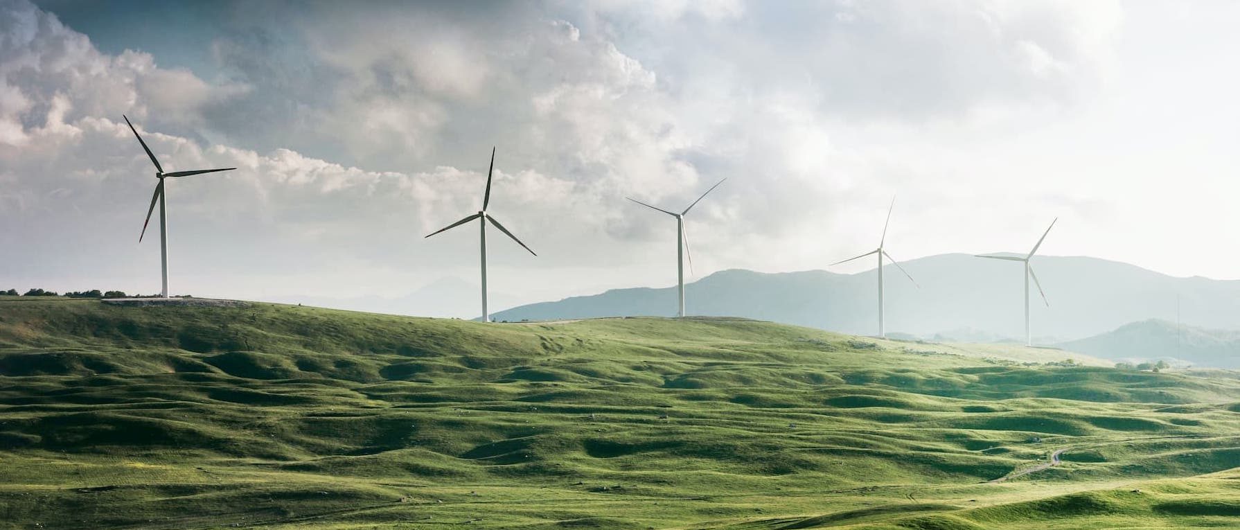 Wind turbines on rolling hills