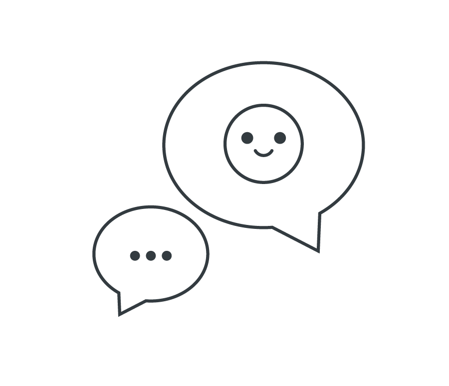 speech bubbles with smiley face