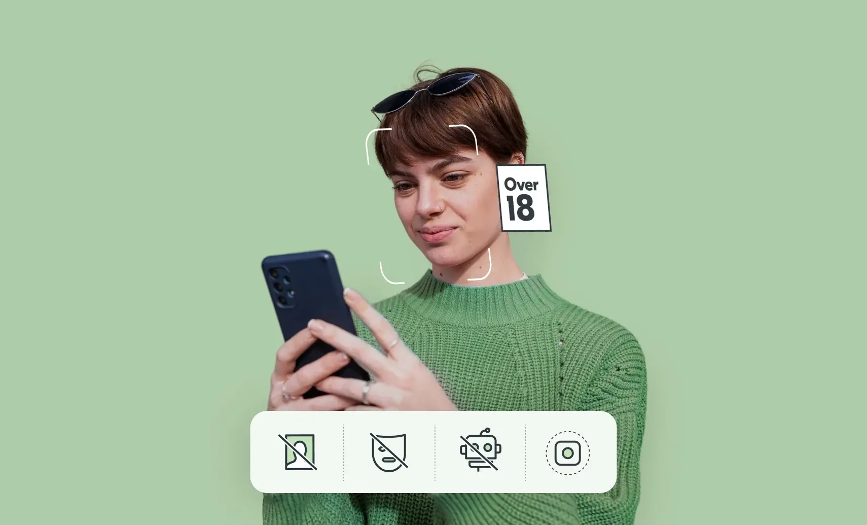 Woman estimating age on Yoti's technology which has antispoofing and injection attack protection
