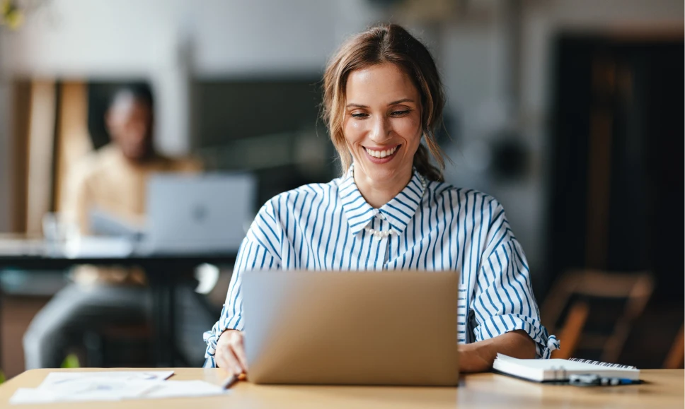Woman working at laptop
