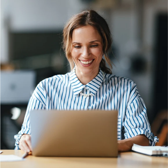 Woman working at laptop