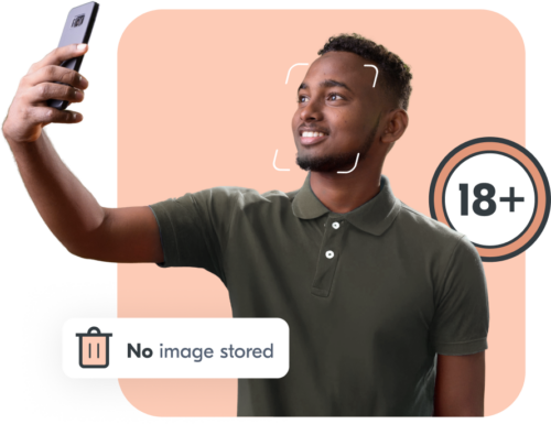 Image of man using Yoti age estimation to show +18. No image stored.