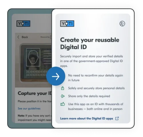 Screen showing instructions to create your reusable Digital ID.