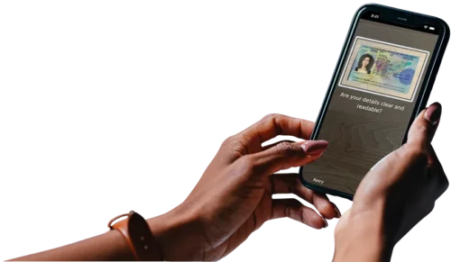 Identity verification process screen capturing the passport image