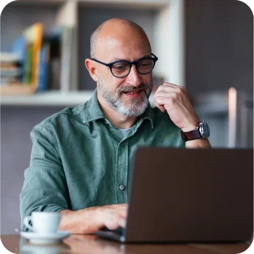 Man using his laptop