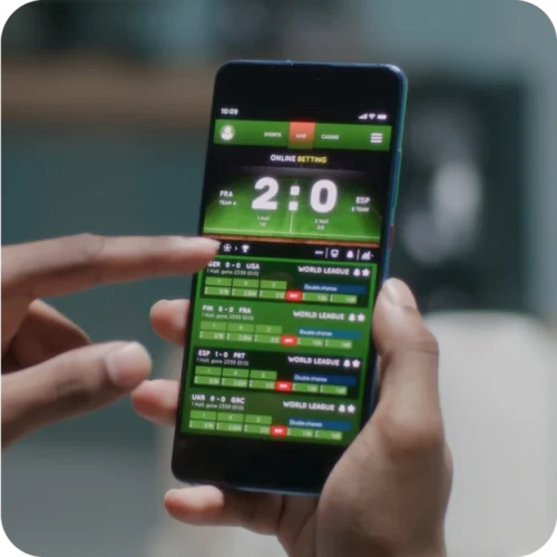 Person "sports betting" on smartphone