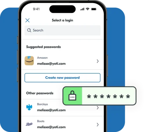 Screen showing Yoti Password Manager in the Yoti ID app