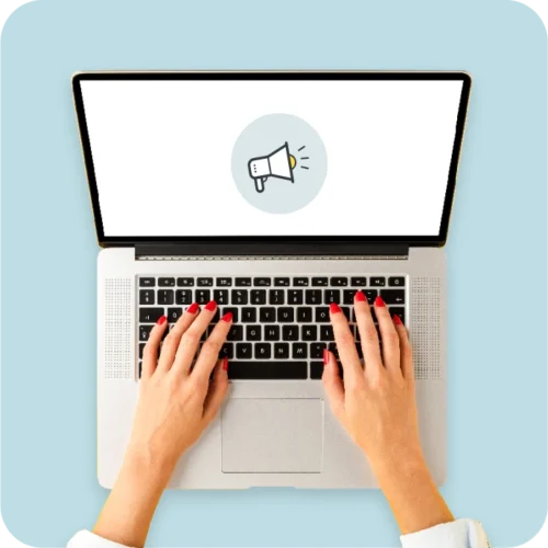 Laptop showing a press animation