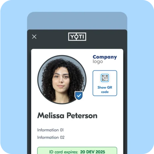 Yoti ID app screen showing a Company staff ID