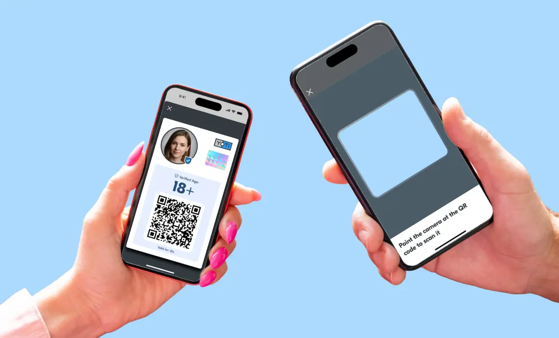Digital ID for proof of age is coming. Here’s how to check it properly. One phone scanning the qr code on the screen of another