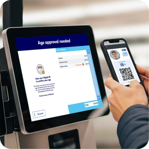 Person using yoti at self-checkout