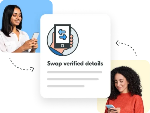 Illustration of two women sharing verified details in Yoti