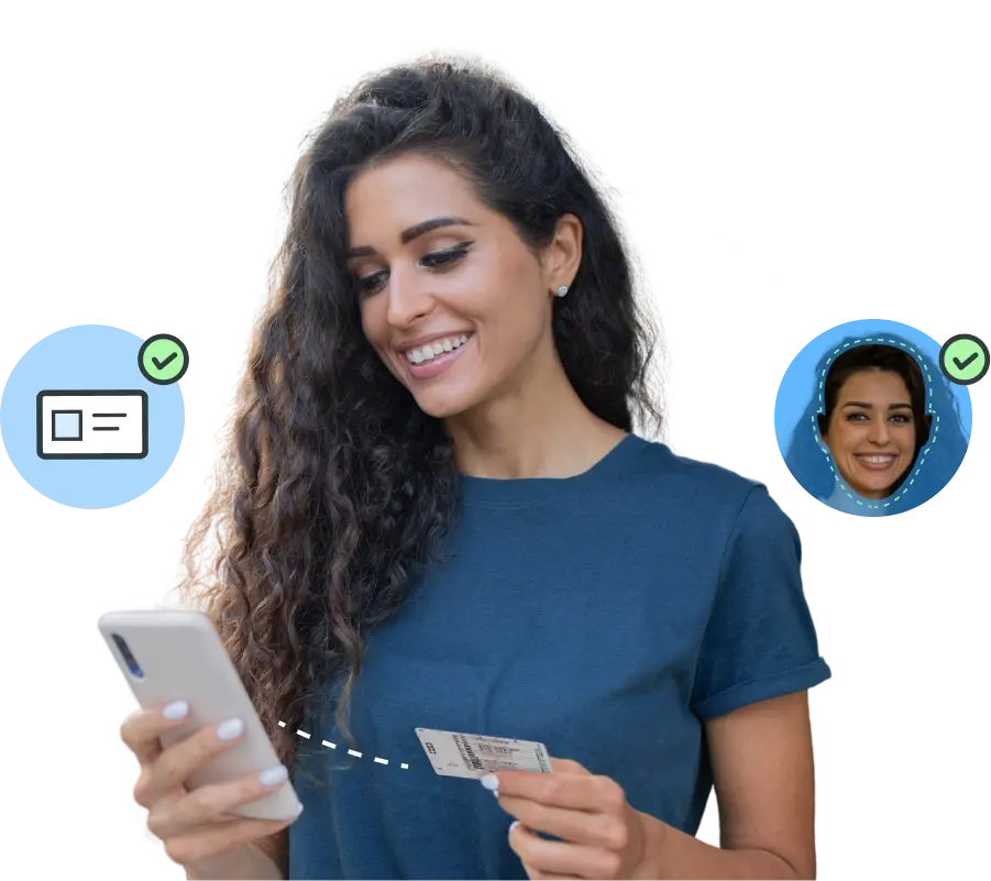 Woman adding driving licence to Yoti app